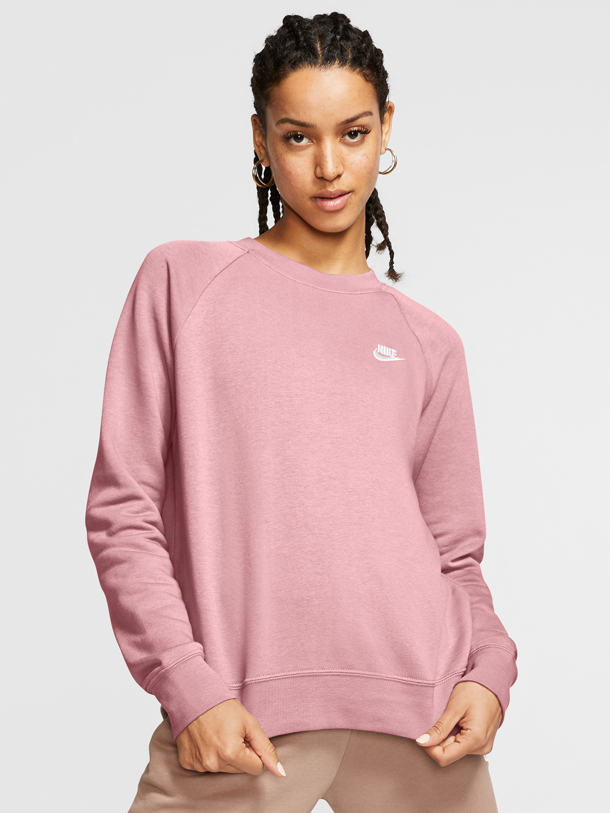 Nike Nike Essential Flc Crew Pink Glaze / White