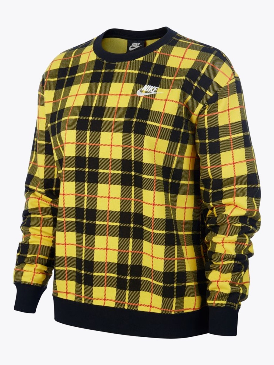Nike Sportswear Crew Flc Plaid Chrome Yellow / Black