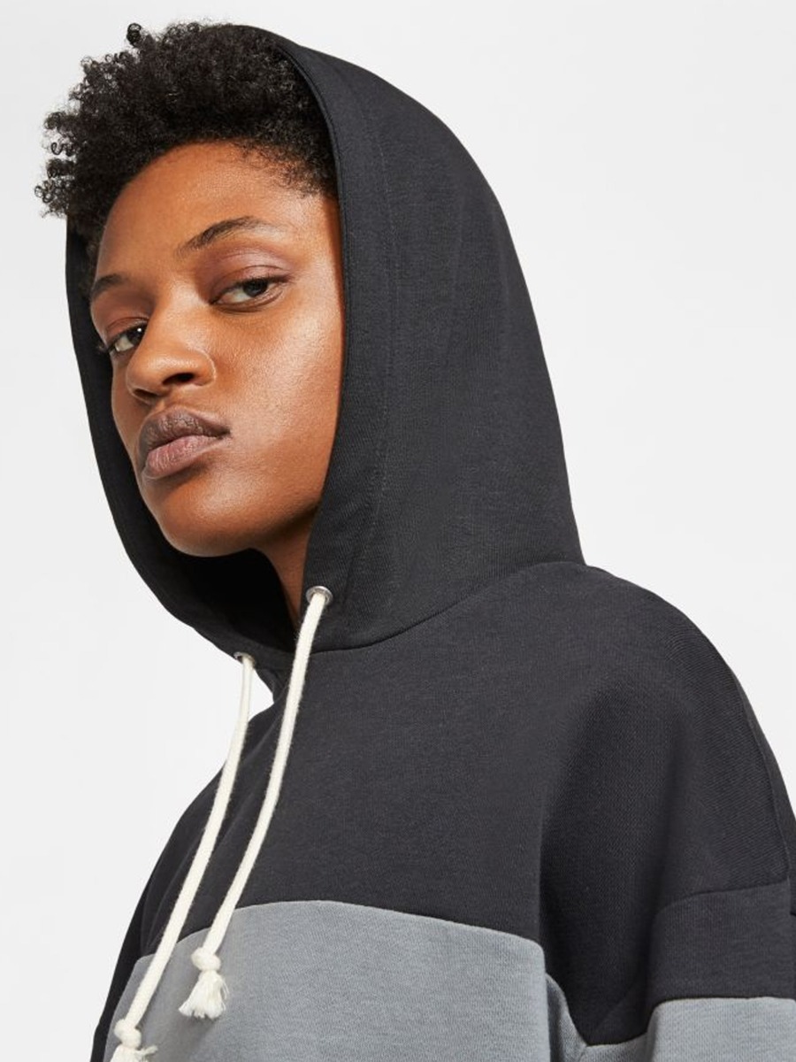 Nike Sportswear Varsity Hoodie Dress Black/ Smoke Grey/ White