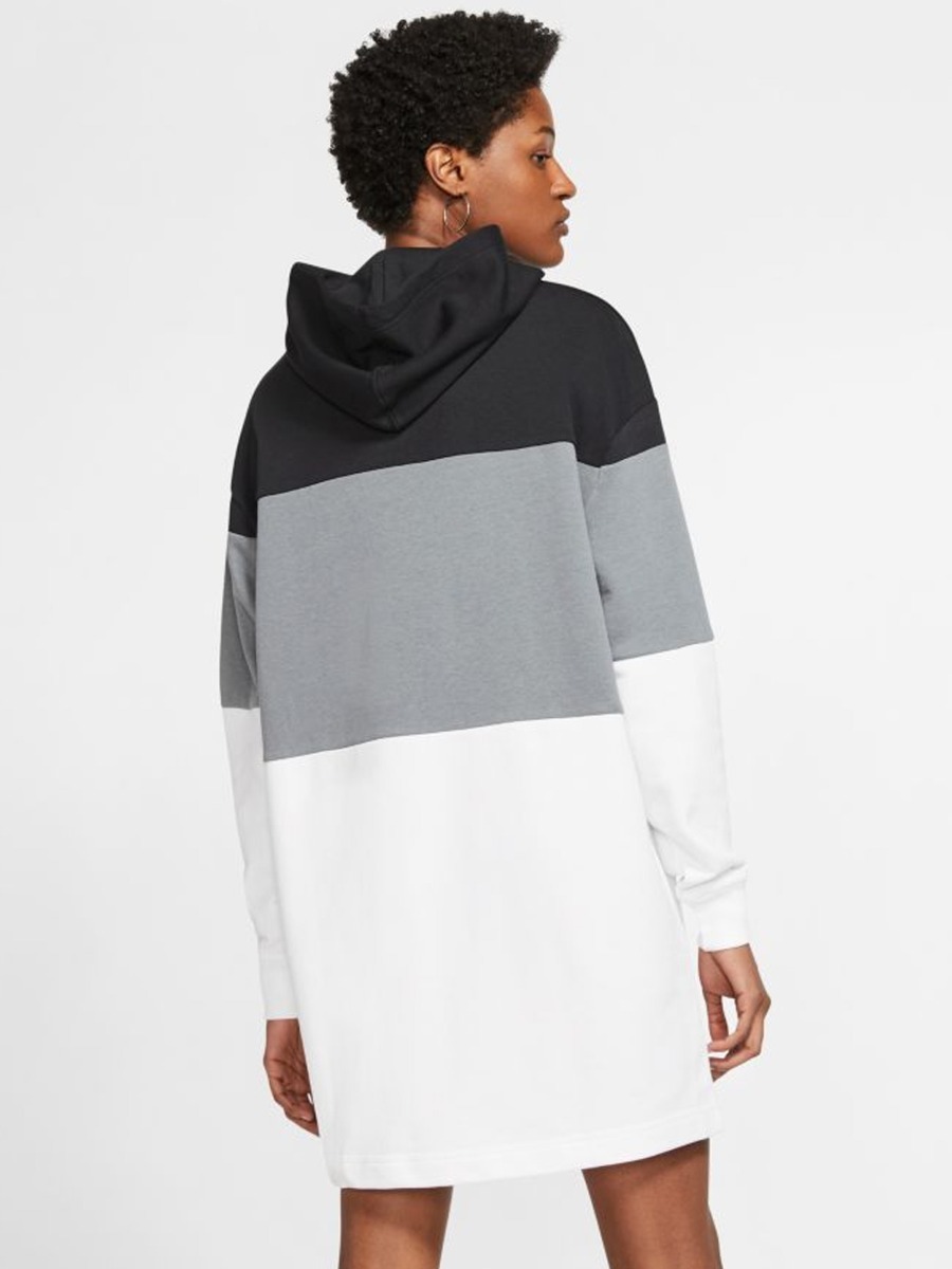 Nike Sportswear Varsity Hoodie Dress Black/ Smoke Grey/ White