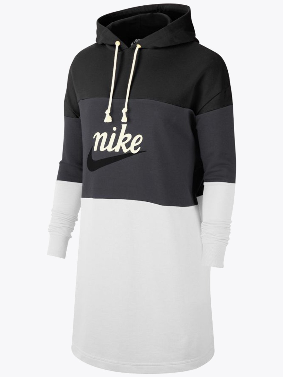 Nike Sportswear Varsity Hoodie Dress Black/ Smoke Grey/ White
