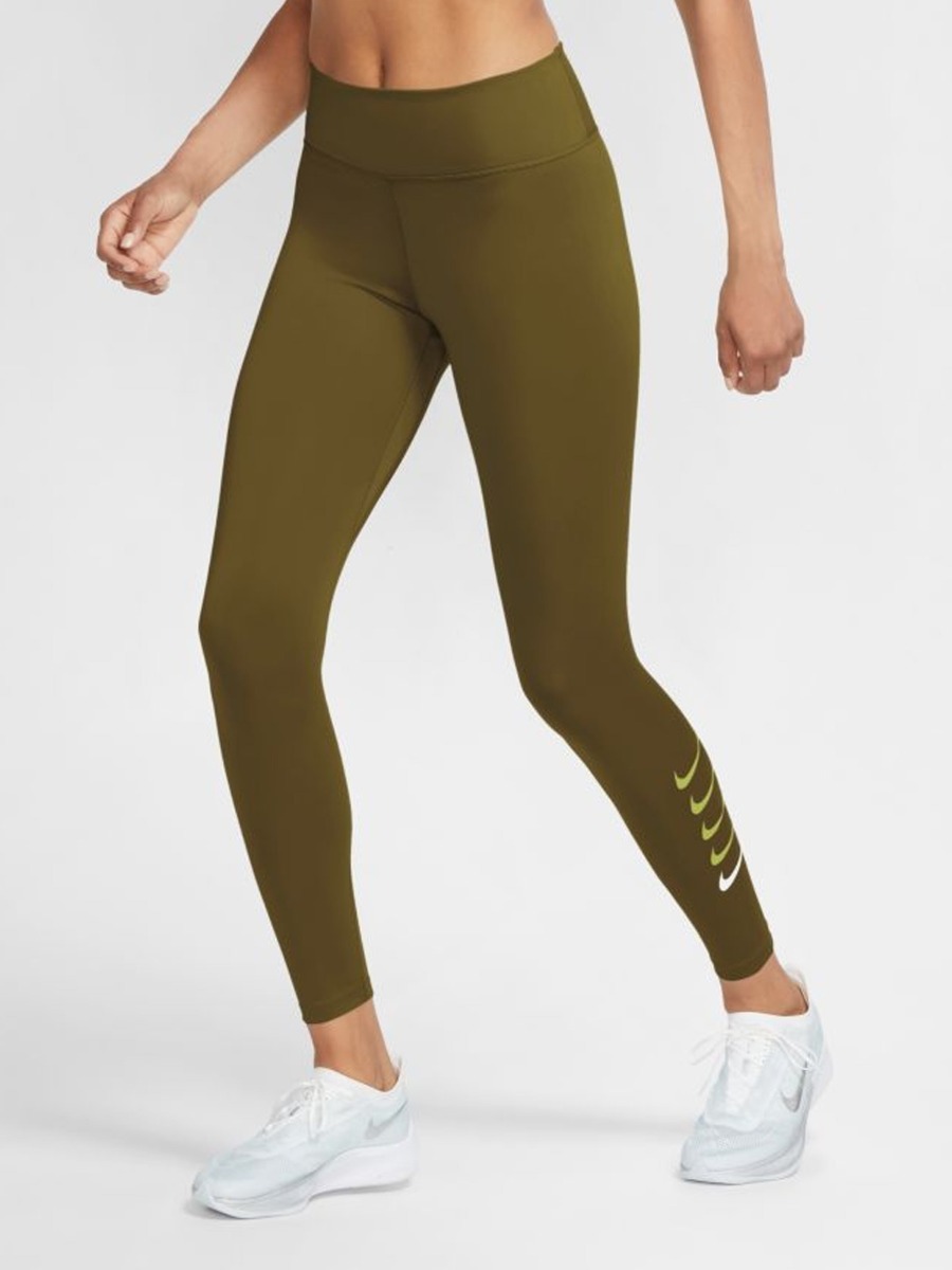 Nike Swoosh Run 7/8  Tights Olive Flak/ Reflective Silver