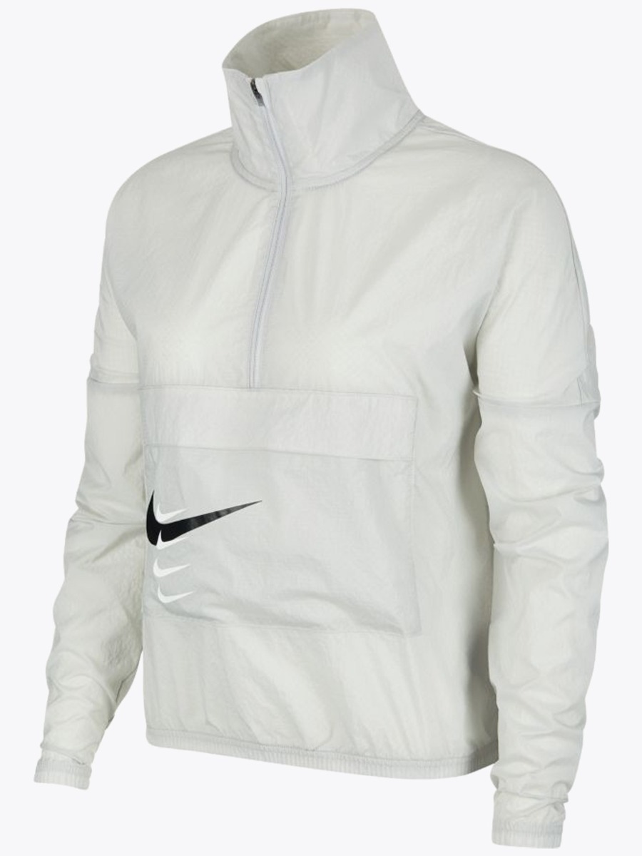 Nike Swoosh Run Half Zip Grey Fog/ Black