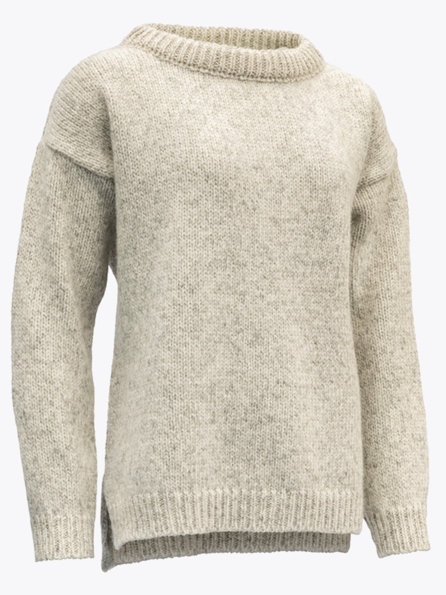 Devold Nansen Womans Sweater Split Seam Grey Melange