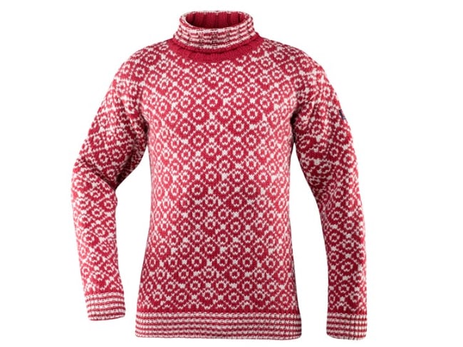 Devold Svalbard Sweater Zip Neck Hindberry/Offwhite