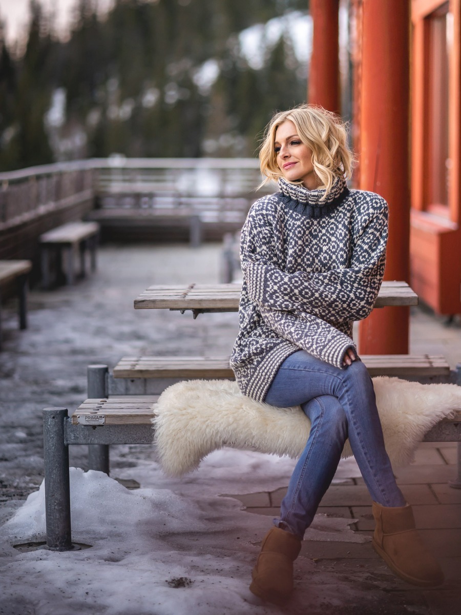 Devold Svalbard Sweater High Neck Turbulence/offwhite