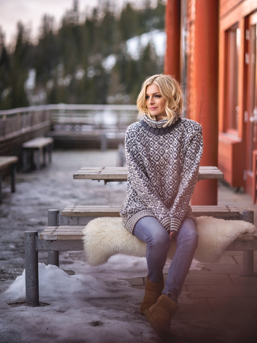 Devold Svalbard Sweater High Neck Turbulence/offwhite