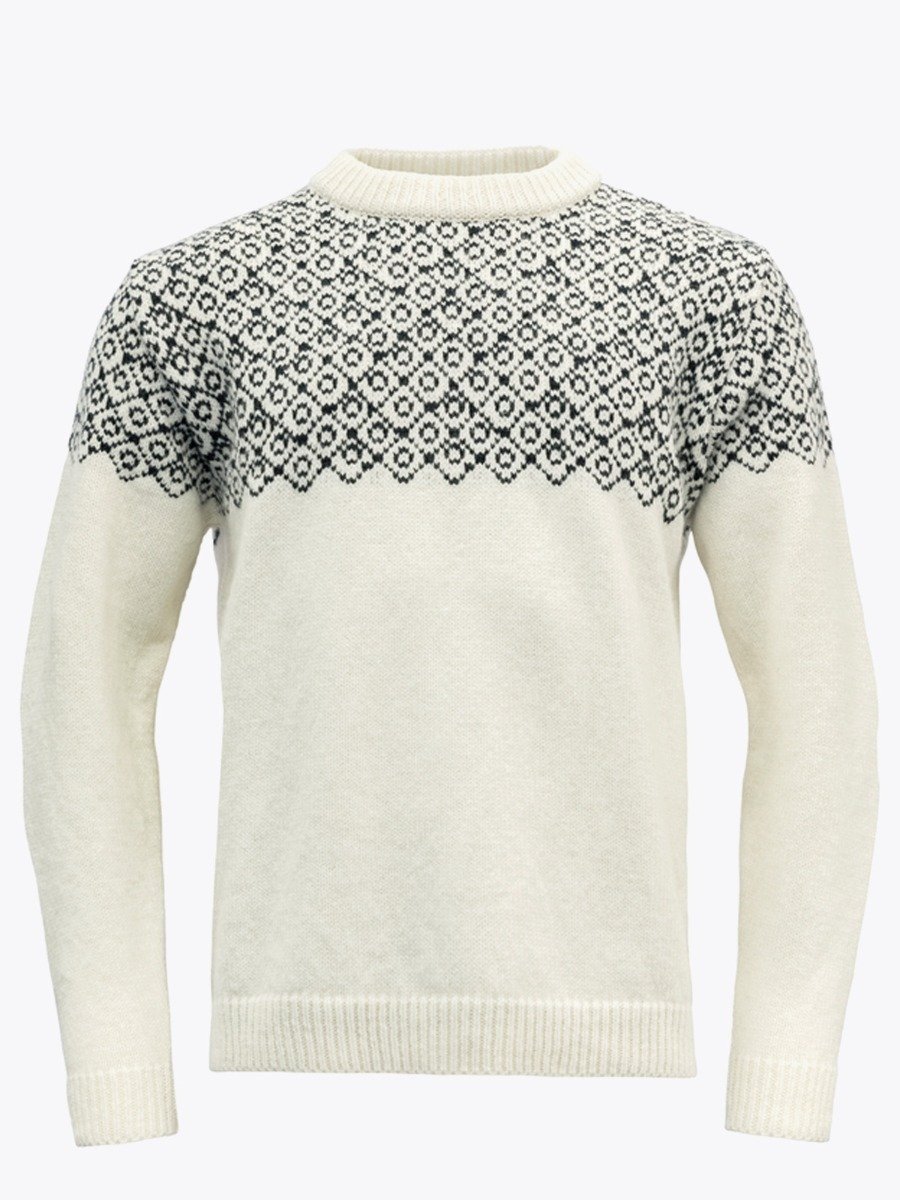 Devold Bjørnøya Sweater Crew Neck Offwhite/ Ink