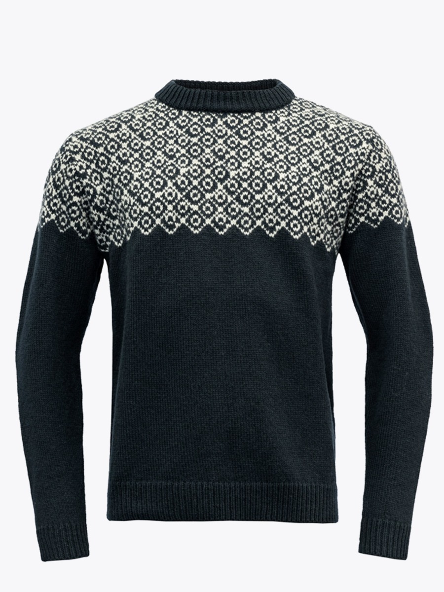 Devold Bjørnøya Sweater Crew Neck Ink/ Offwhite