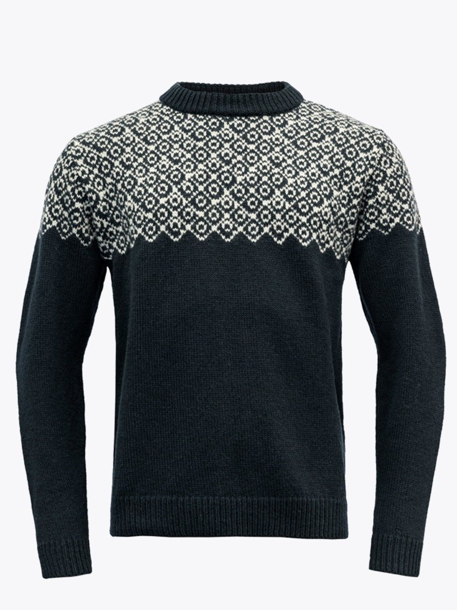 Devold Bjørnøya Sweater Crew Neck Ink/ Offwhite