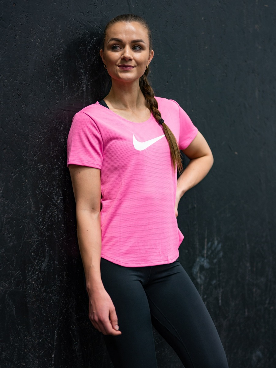 Nike Swoosh Run Tee Pink Glow/ Reflective Silver/ White