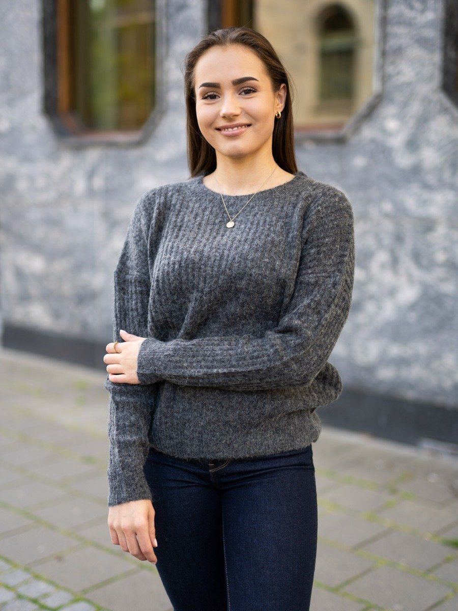 MSCH Copenhagen Femme Rib Mohair Pullover Dark Grey Melange