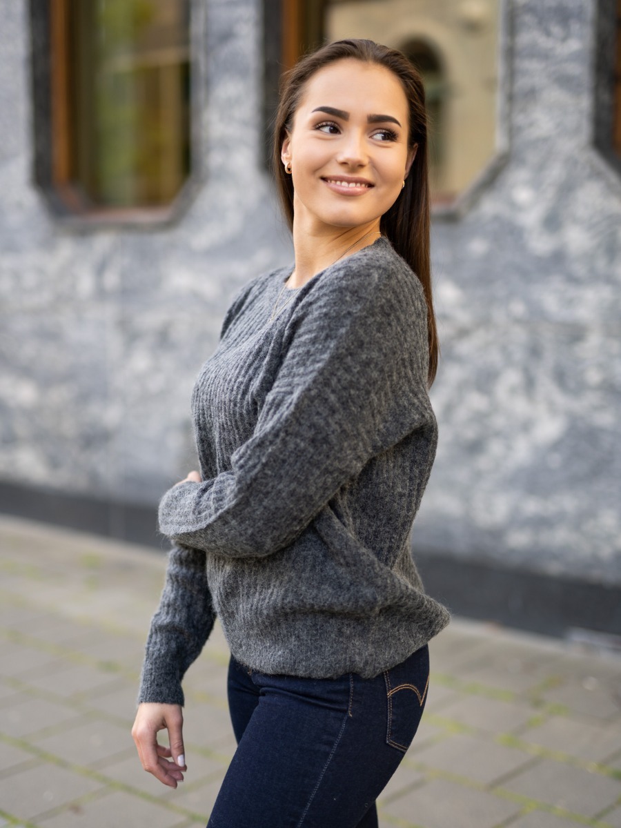 MSCH Copenhagen Femme Rib Mohair Pullover Dark Grey Melange