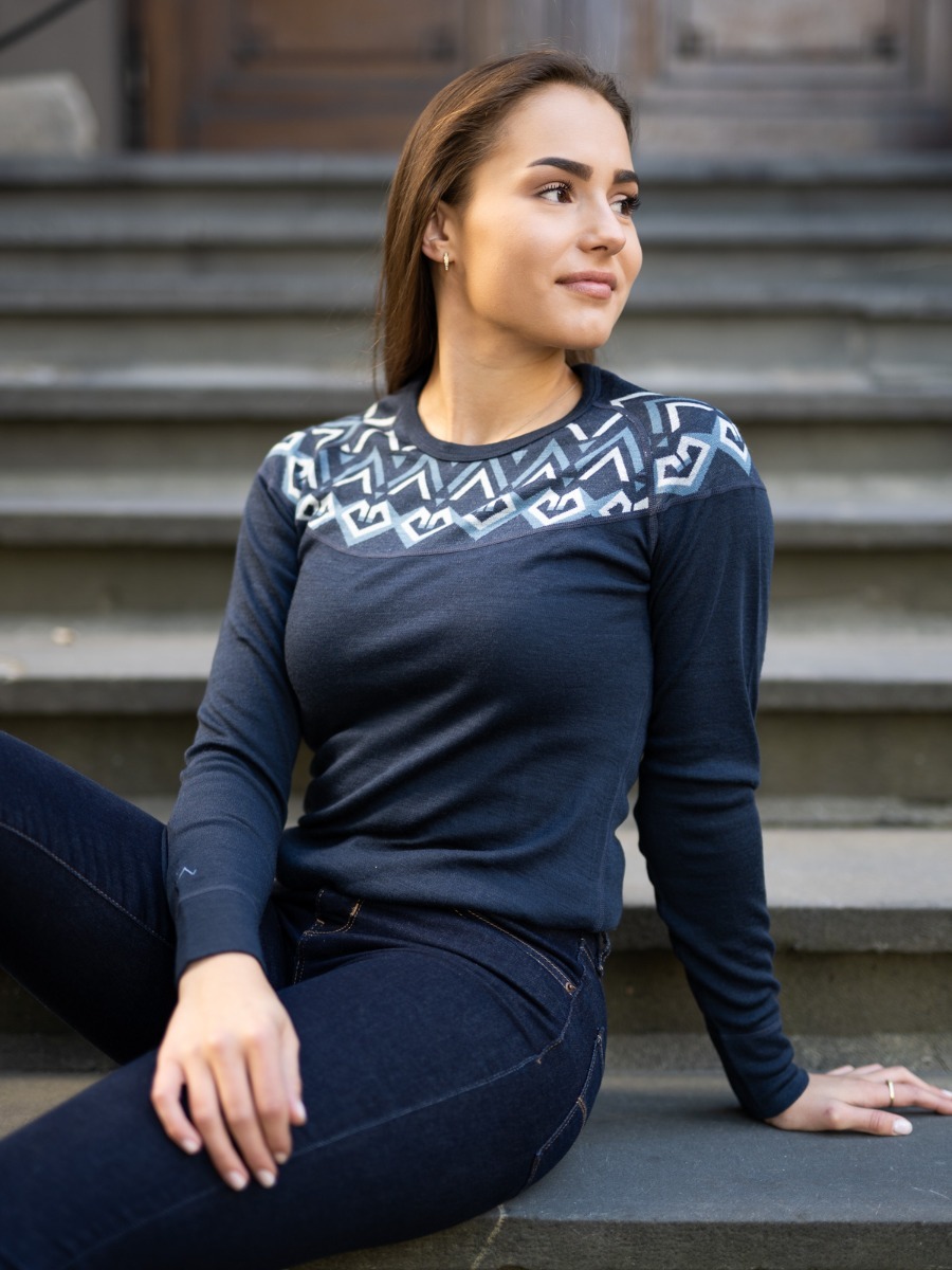Twentyfour Finse Freja Ull ls Blekkblå