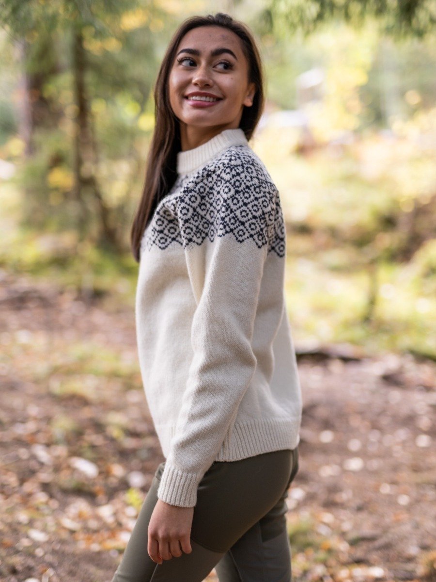 Devold Bjørnøya Sweater Crew Neck Offwhite/ Ink