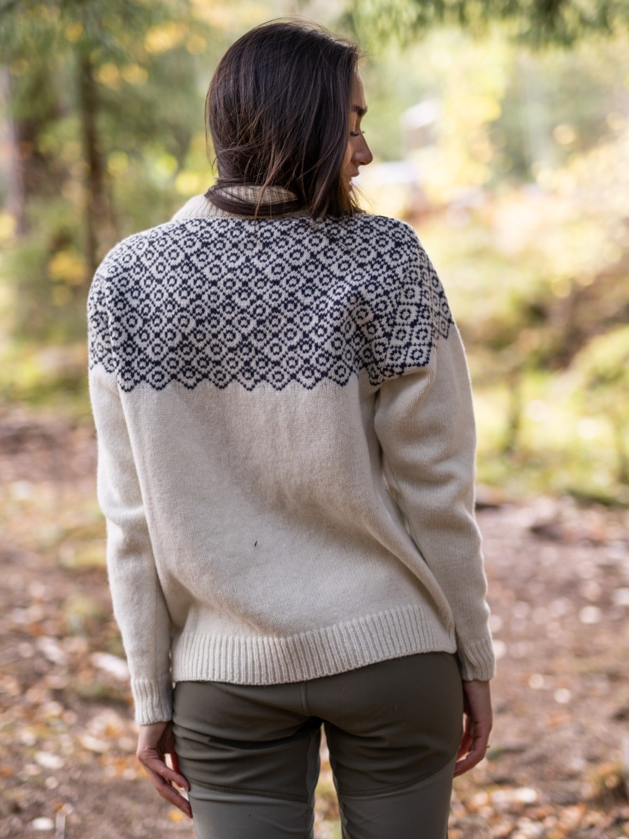 Devold Bjørnøya Sweater Crew Neck Offwhite/ Ink