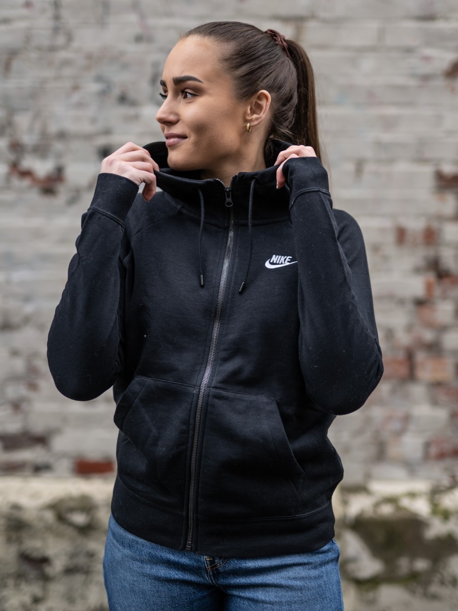 Nike Essential Fleece Full Zip Hoodie Black/ White