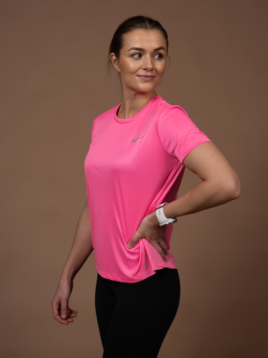 Nike Miler Tee Short Sleeve Pink Glow/ Reflective Silver