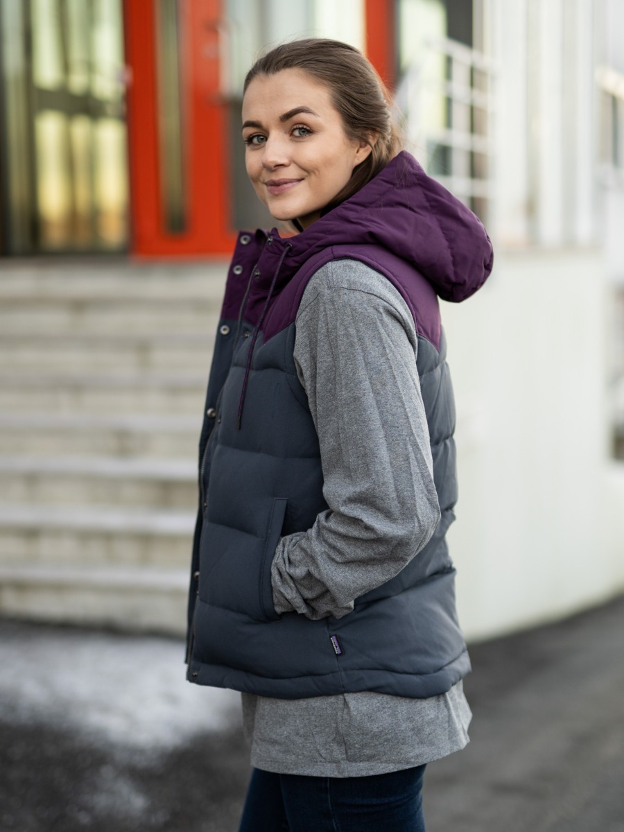 Patagonia Bivy Hooded Vest Smolder Blue/ Deep Plum