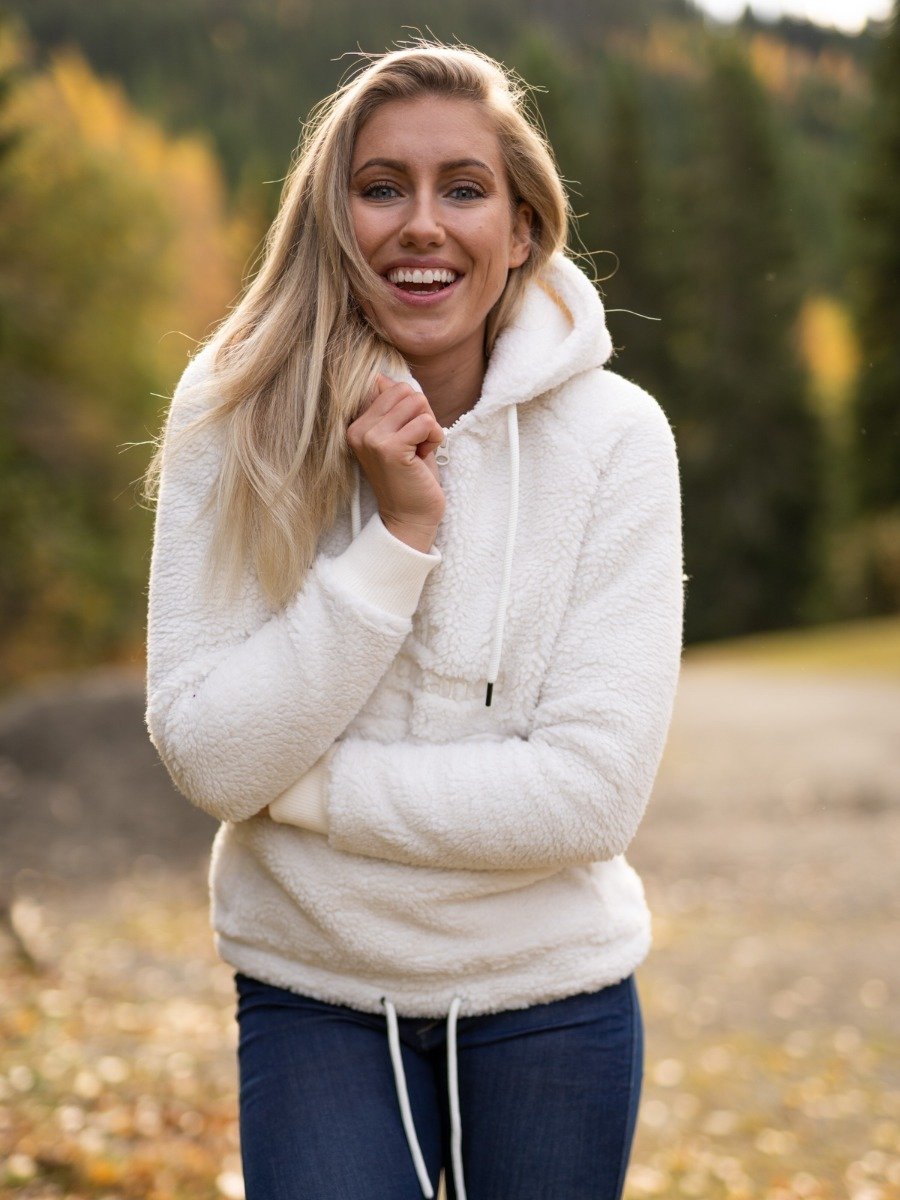 Peak Performance Original Pile Half Zip Hood White