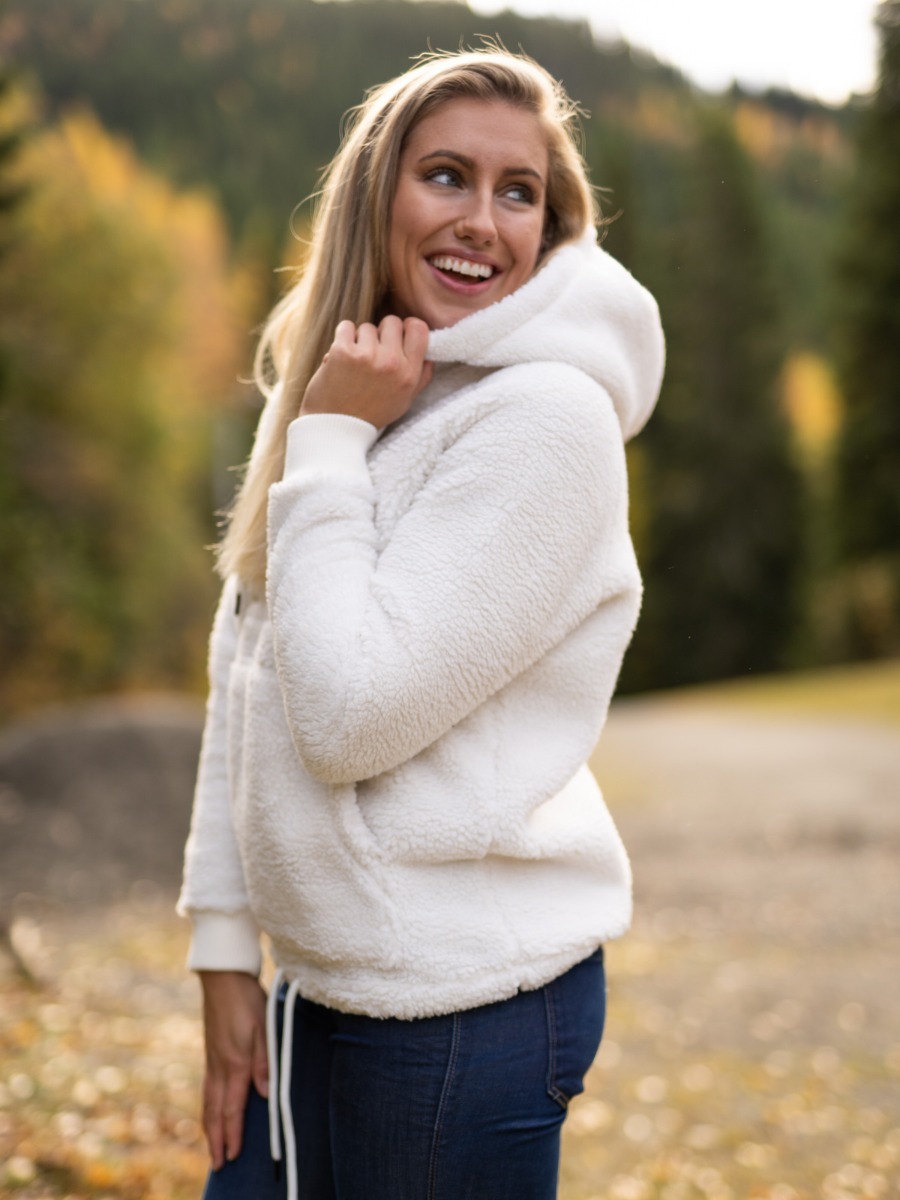 Peak Performance Original Pile Half Zip Hood White