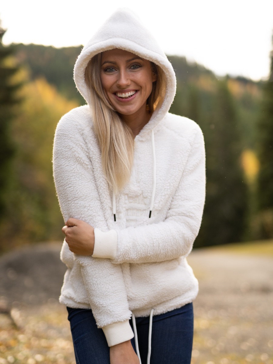 Peak Performance Original Pile Half Zip Hood White