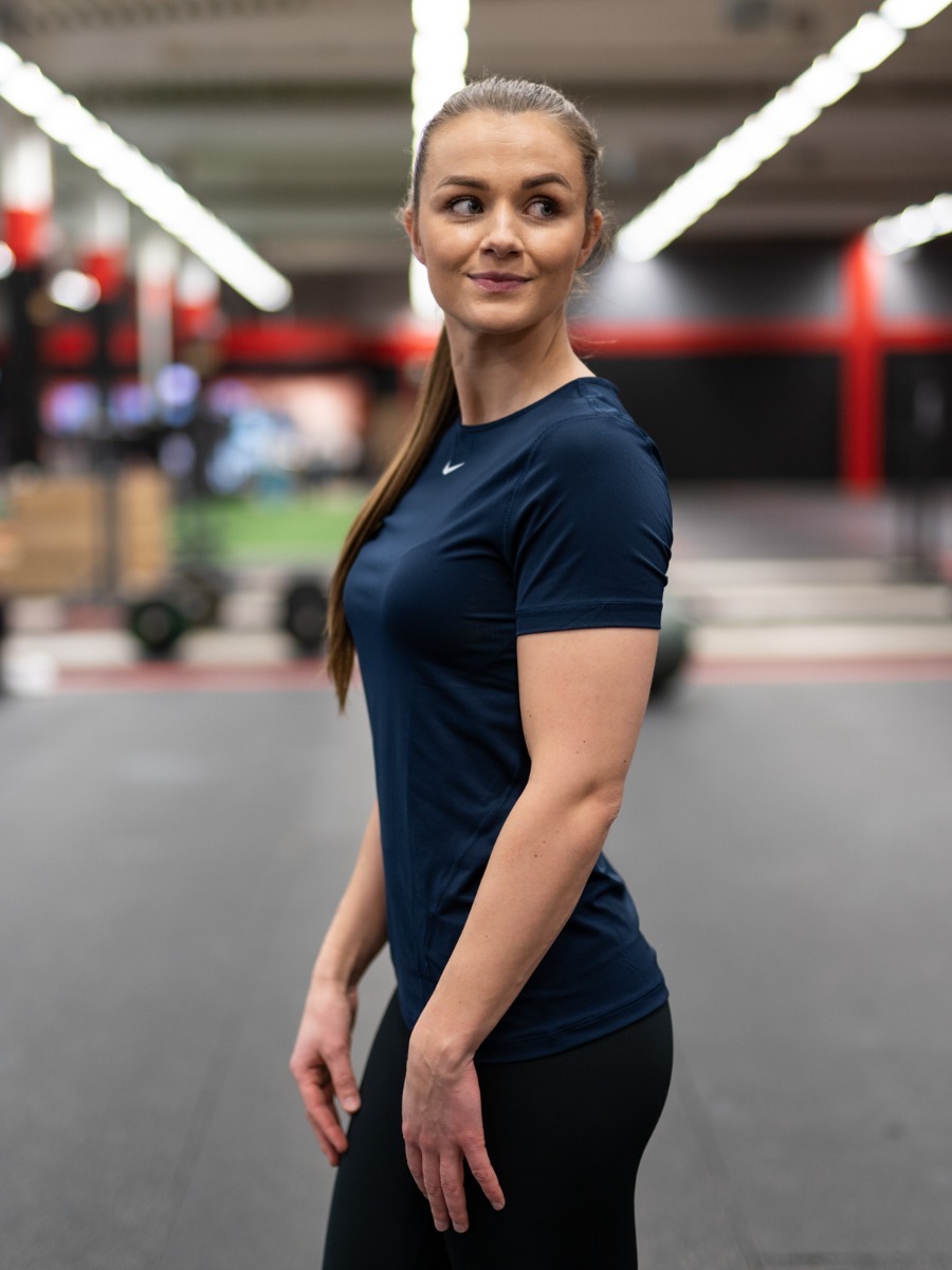 Nike Pro 365 Top Short Sleeve Essential Obsidian/ White