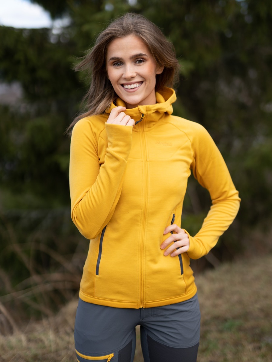 Bergans Cecilie Wool Hood Jacket Golden Yellow