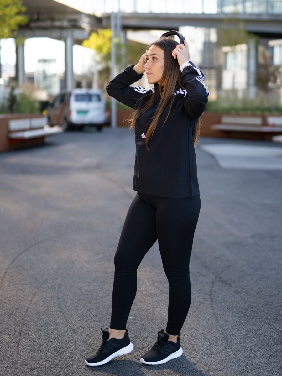 adidas Woven 3 stripes Training Half Zip Black/ White