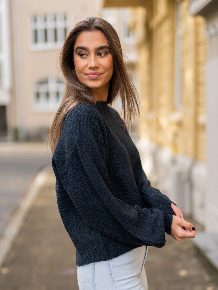 Ichi Amara Long Sleeve Rib Total Eclipse