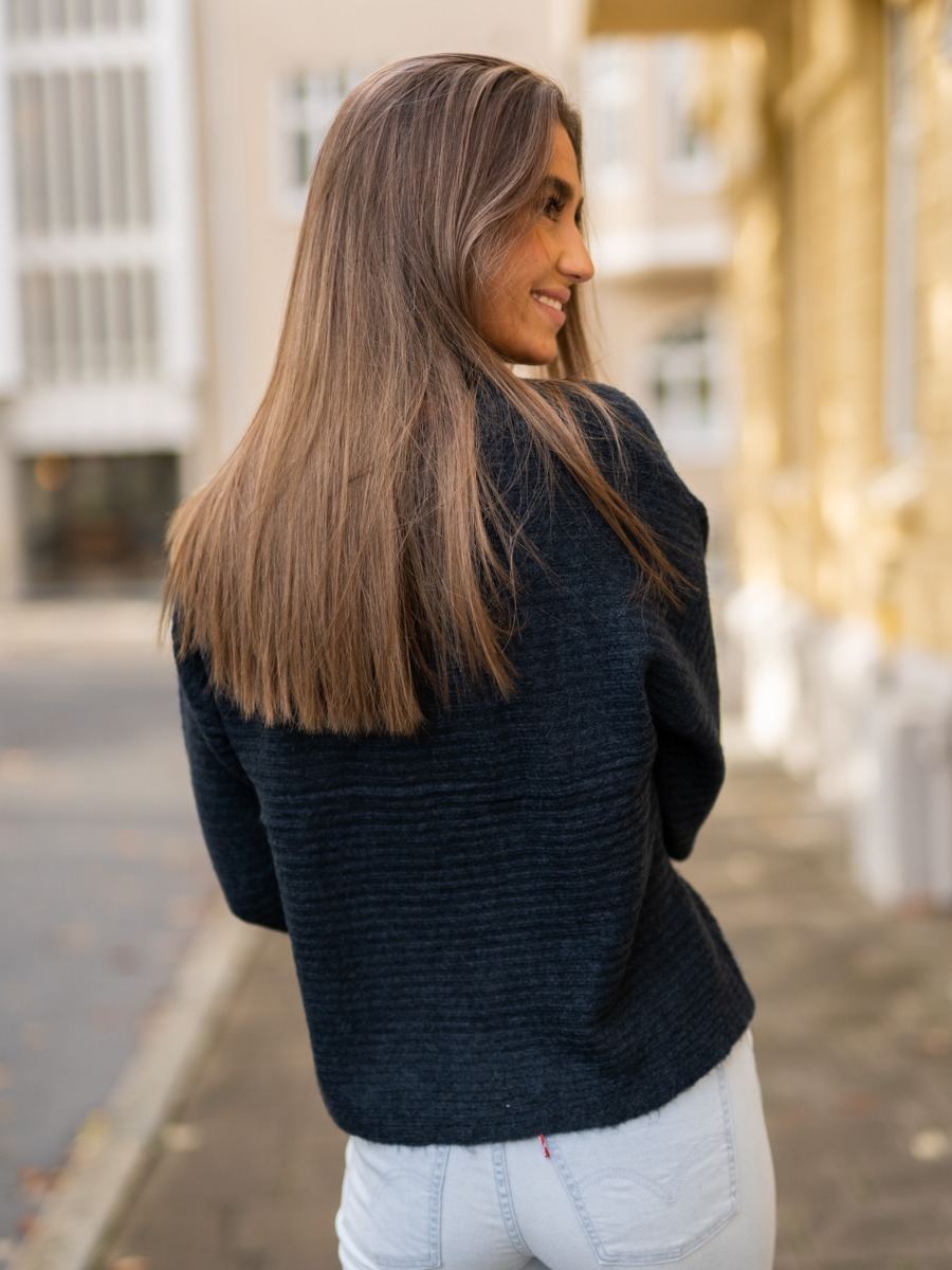 Ichi Amara Long Sleeve Rib Total Eclipse