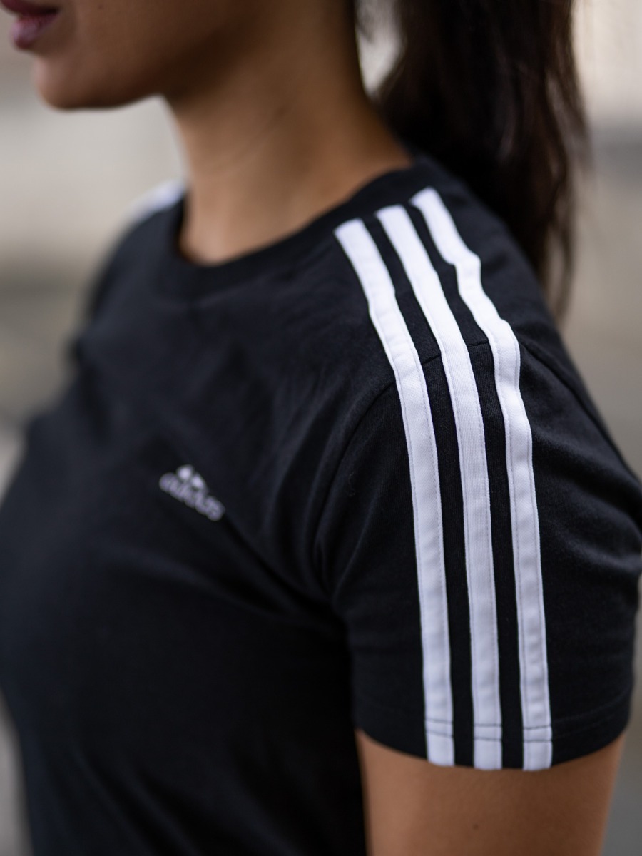 adidas 3-Stripes Cotton Tee Black/ White