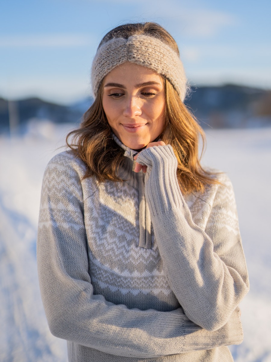 Twentyfour Freja Half Zip Genser Lys Gråmelert