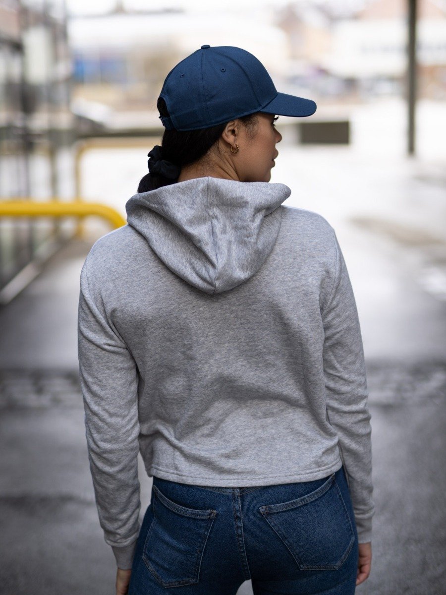 adidas 3Stripes Cropped Hoodie Medium Grey Heather / White