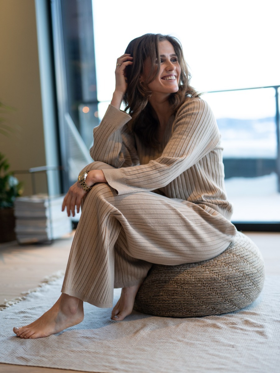 Ichi Kava Rib Long Sleeve Oxford Tan