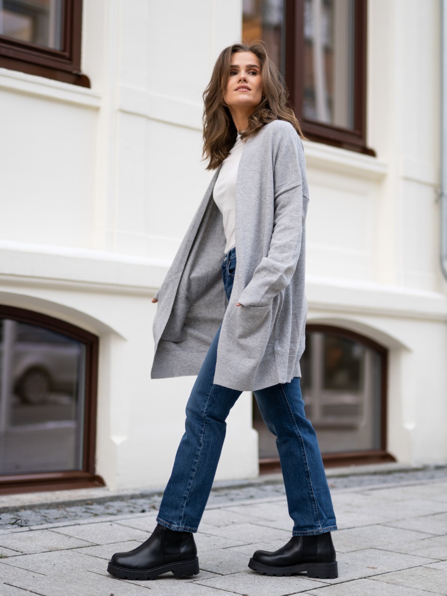 Ichi Alpa Cardigan Grey Melange