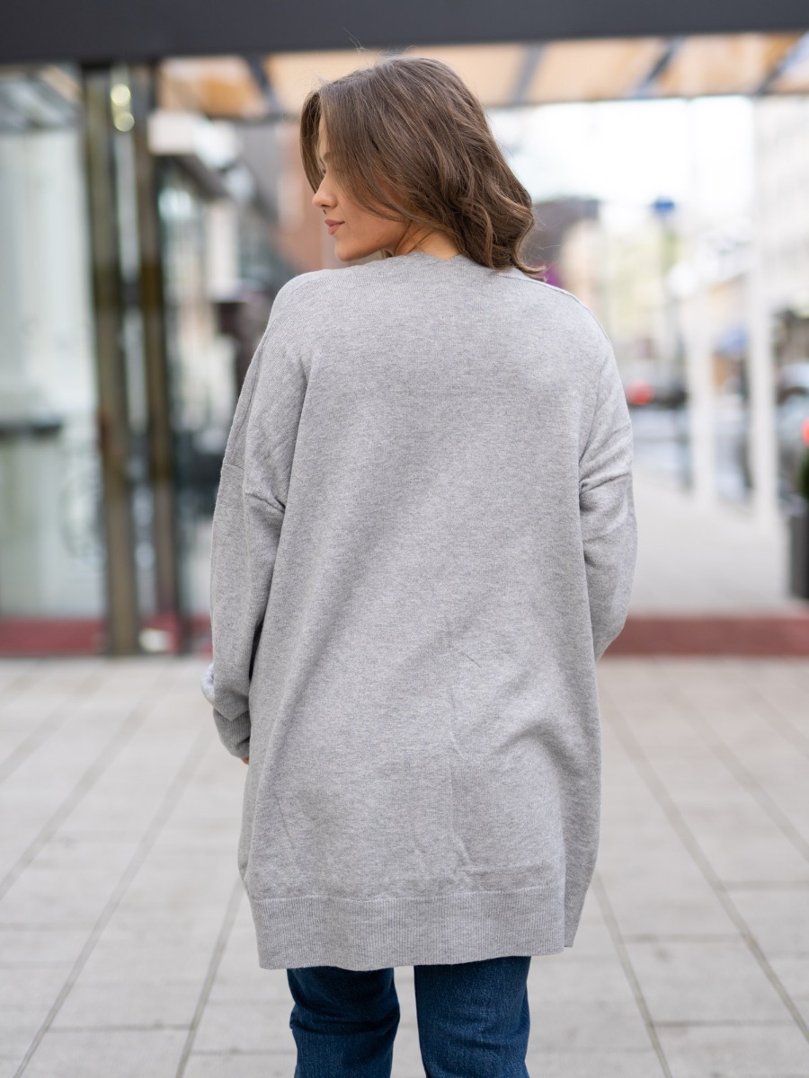 Ichi Alpa Cardigan Grey Melange
