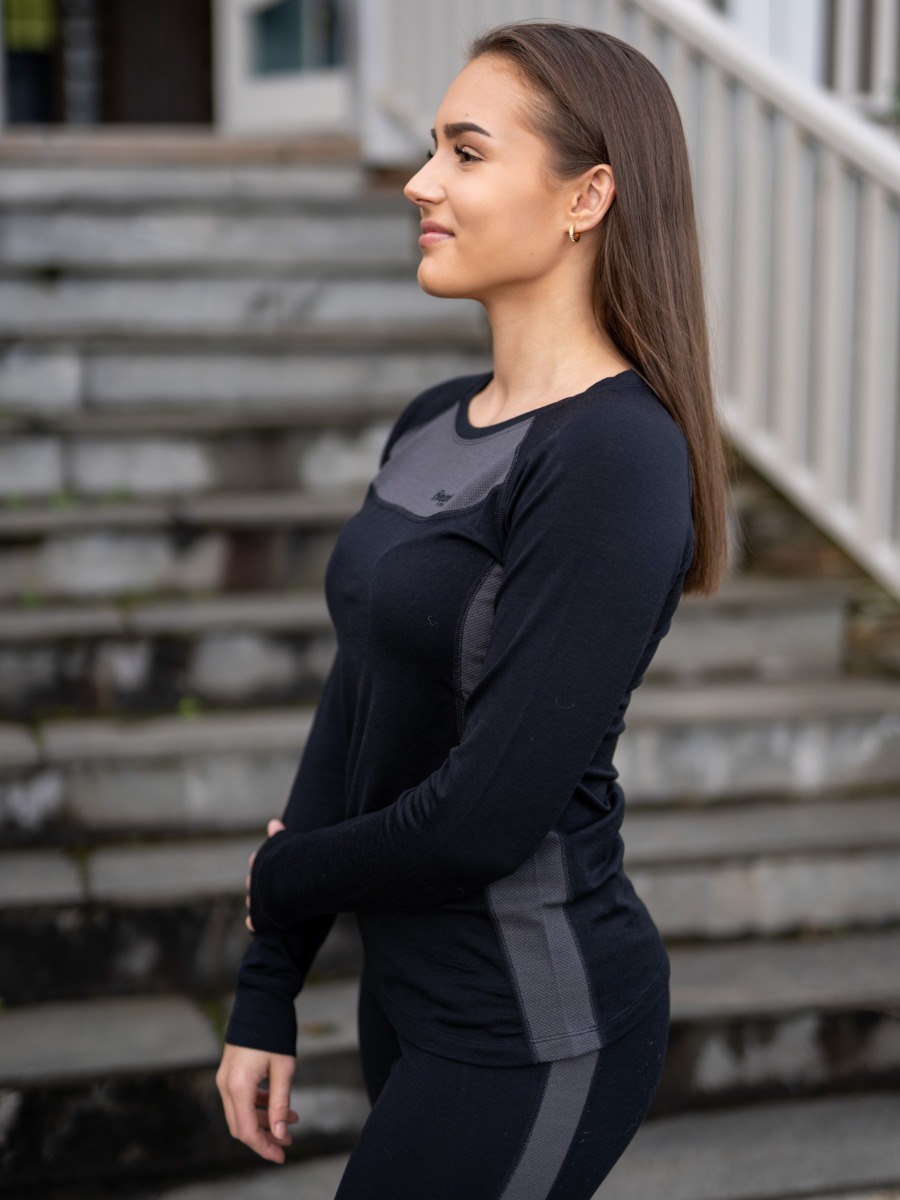Bergans Cecilie Wool Long Sleeve Black / Solid Charcoal