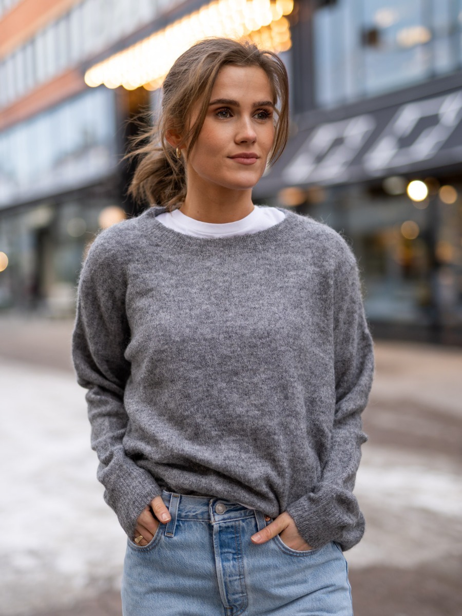 MSCH Copenhagen Femme Mohair O-Neck Pullover Grey Melange