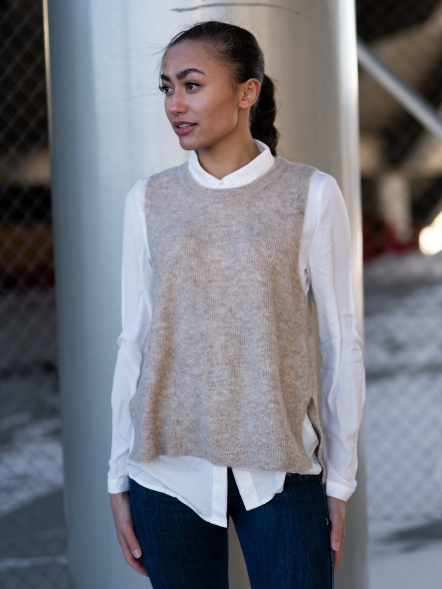 Ichi Jordan Vest Oatmeal Melange