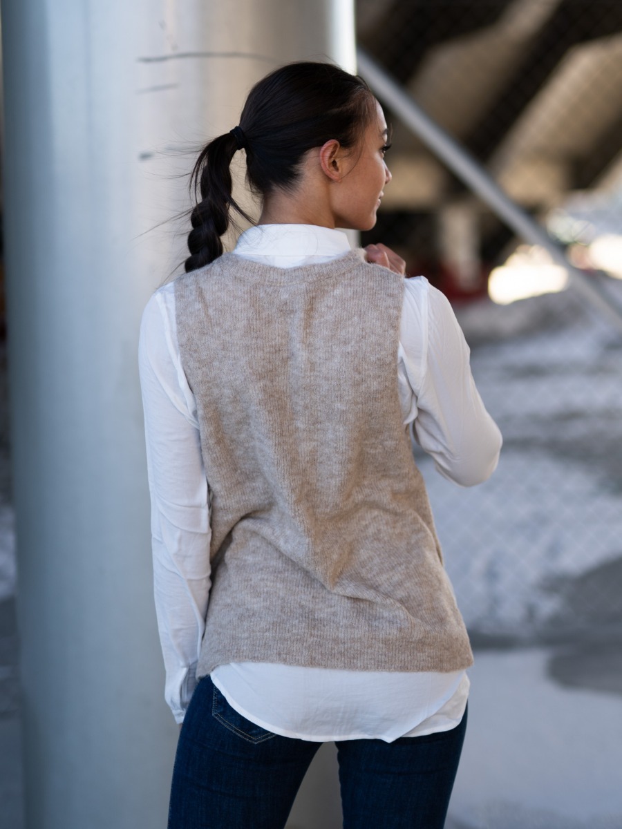 Ichi Jordan Vest Oatmeal Melange