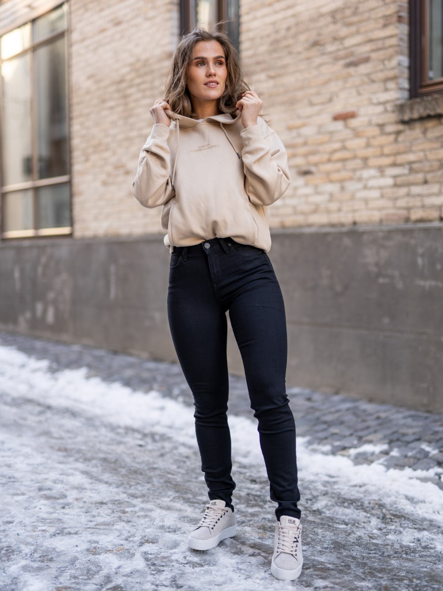 MSCH Copenhagen Ima DS Logo Hood Sweatshirt White Pepper