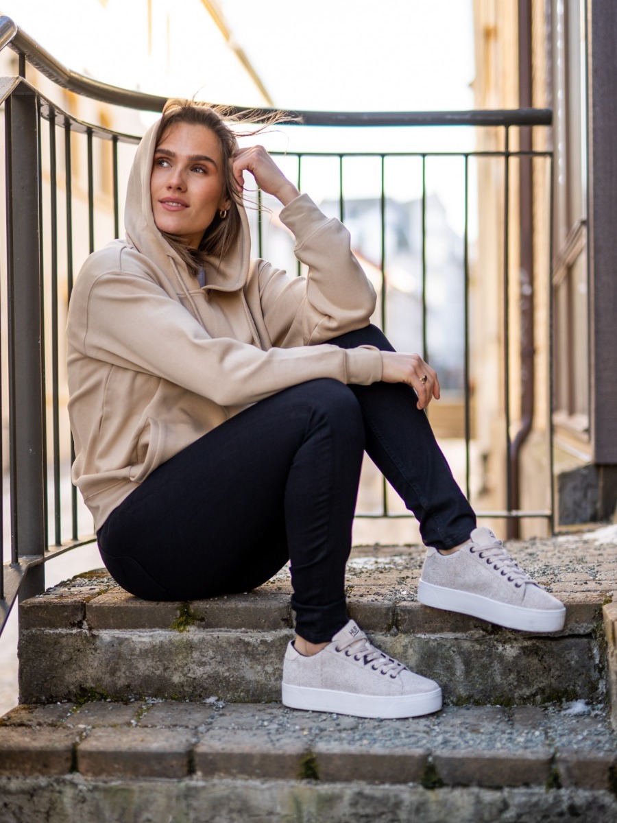 MSCH Copenhagen Ima DS Logo Hood Sweatshirt White Pepper