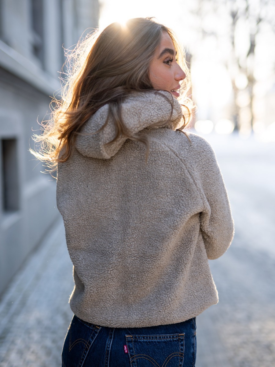 Peak Performance Original Pile Half Zip Hood Celsian Beige