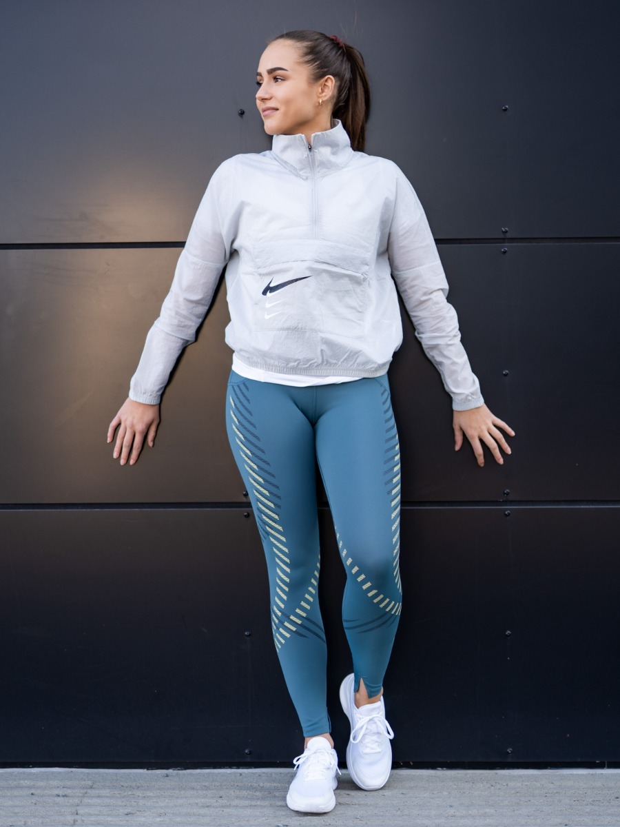 Nike Swoosh Run Half Zip Grey Fog/ Black