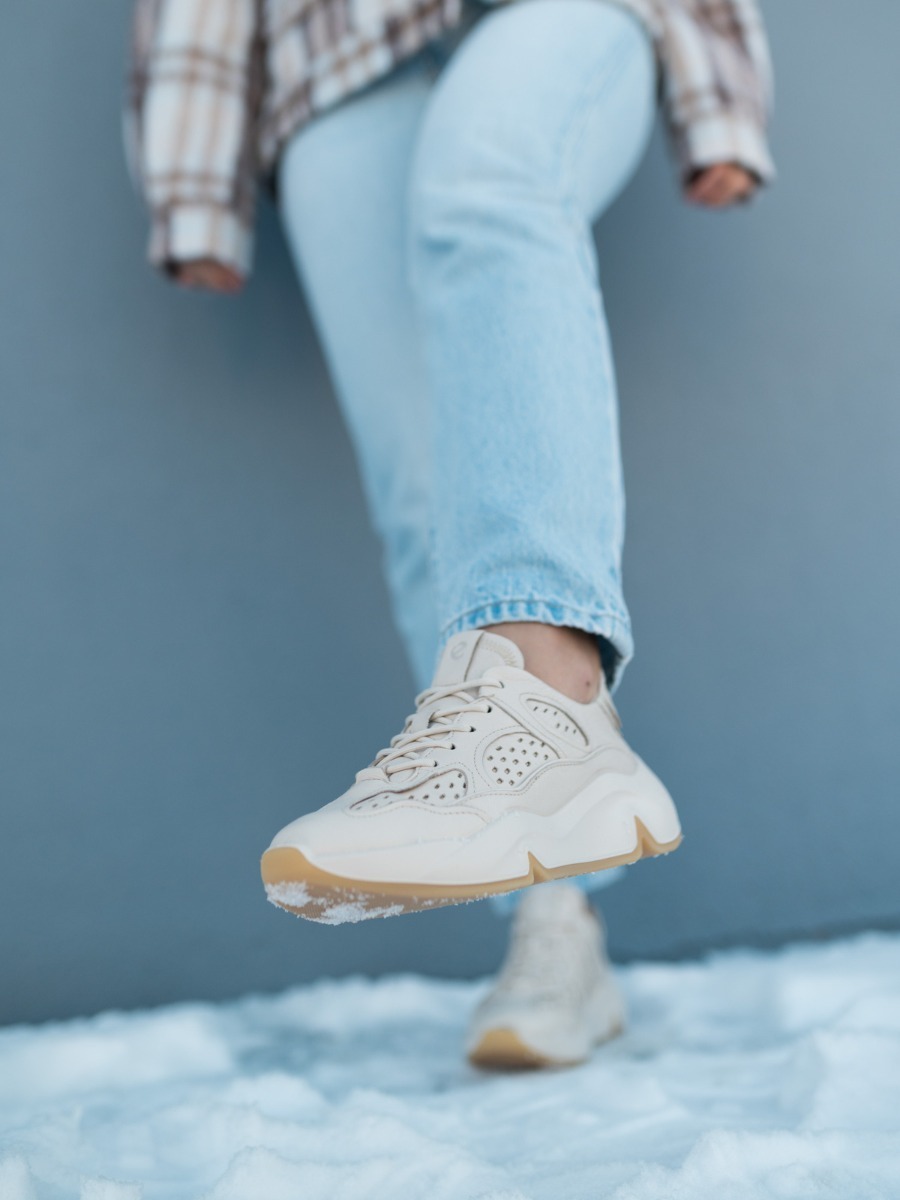 ECCO Chunky Sneaker Laced Shoe Limestone