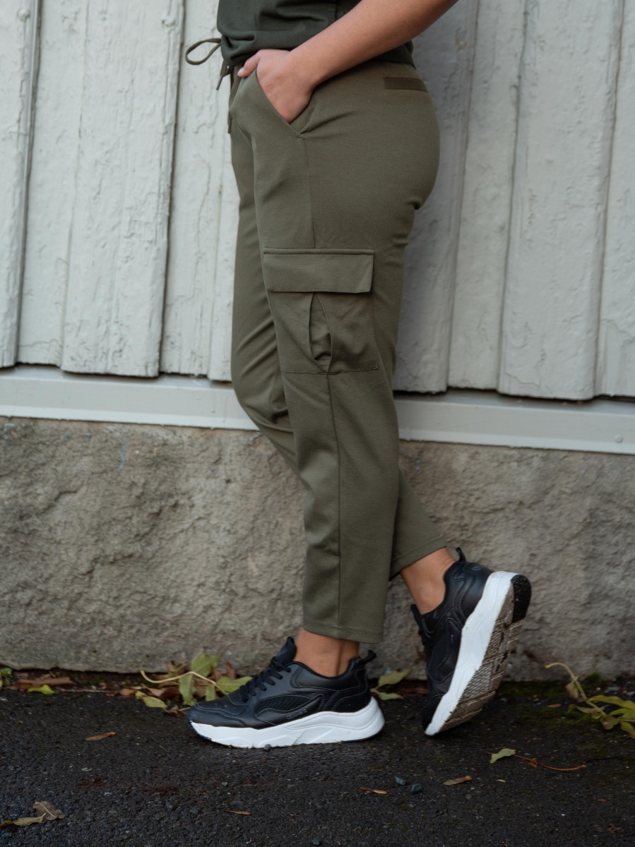 Ichi Kate Cargo Pant Cropped Kalamata