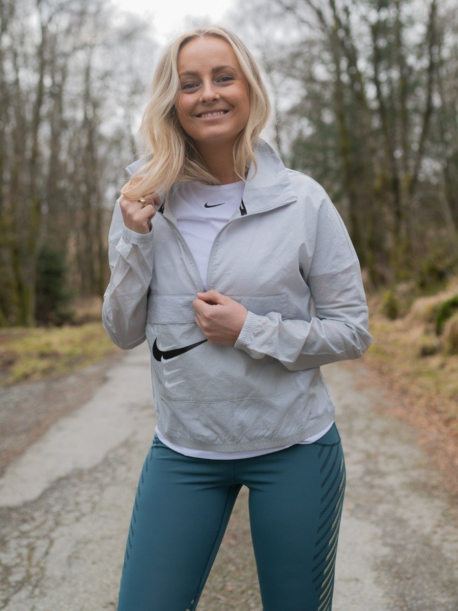 Nike Swoosh Run Half Zip Grey Fog/ Black