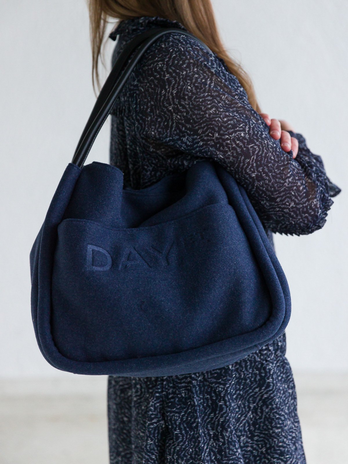 DAY ET Woolen Small Shopper Navy Blazer