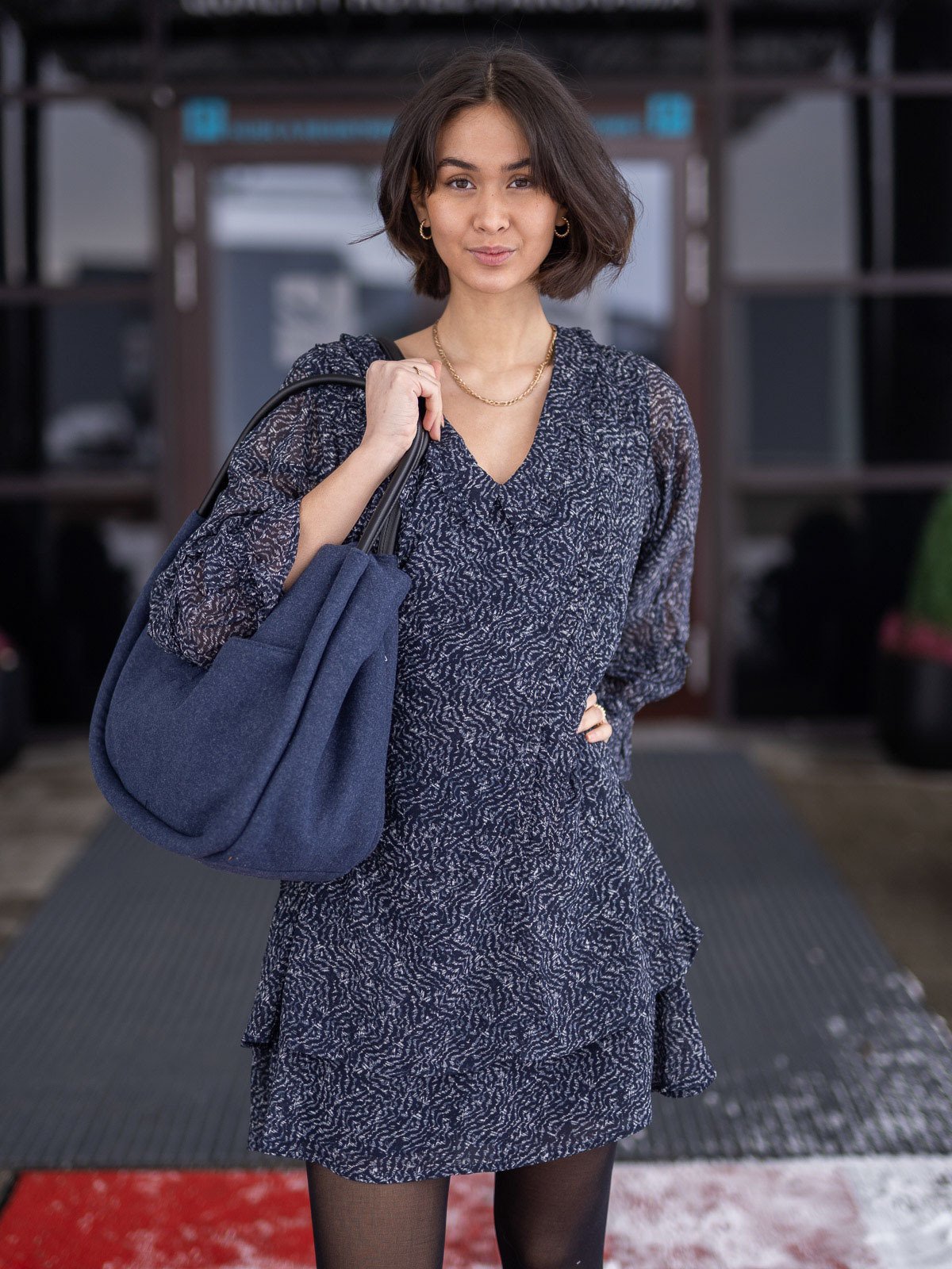 DAY ET Woolen Small Shopper Navy Blazer